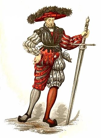 Häuptling in höfischer Tracht, aus dem 1561 begonnenen Hausbuchs des Unico Manninga