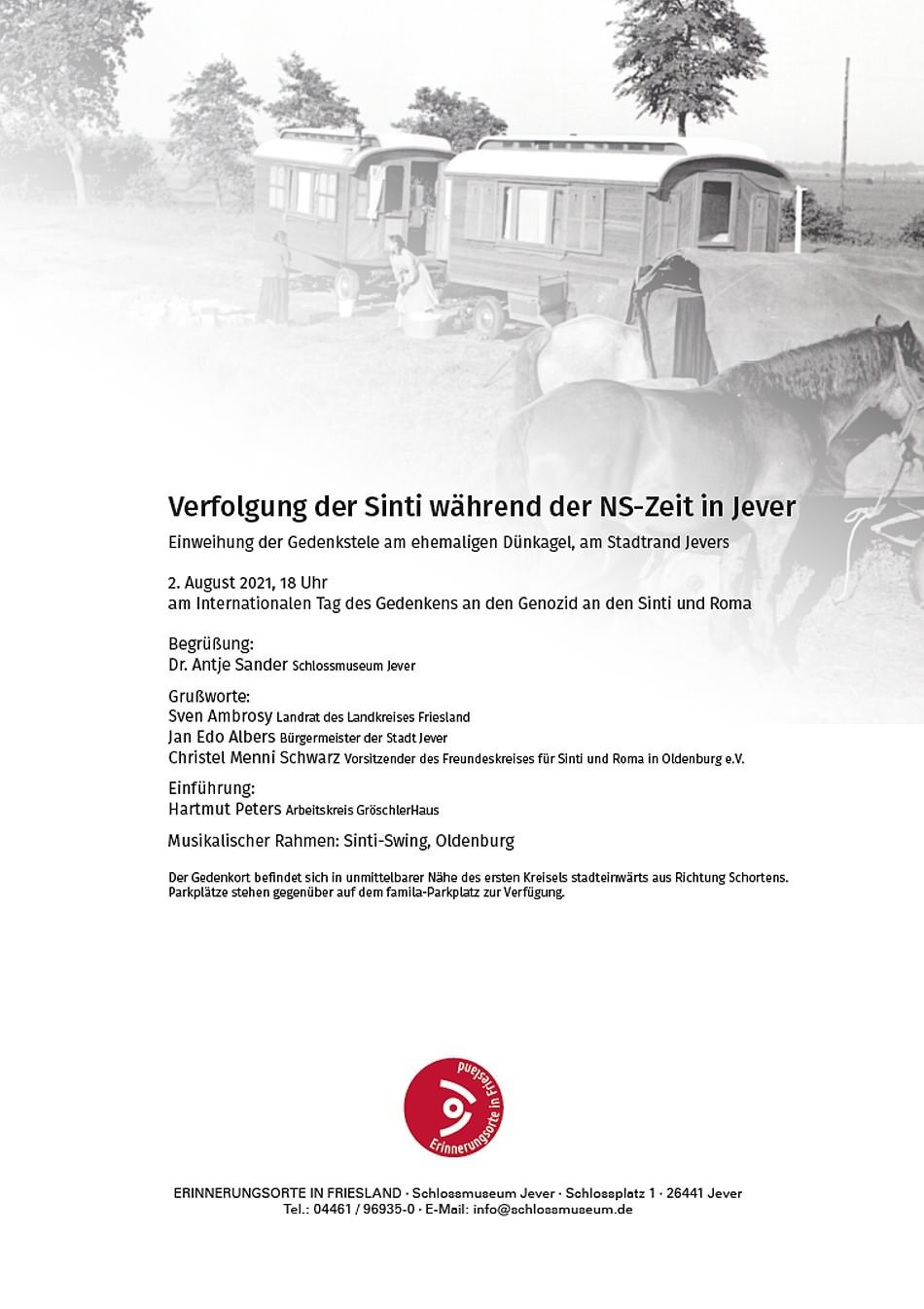 Einweihung der Gedenkstele zur Verfolgung der Sinti während der NS-Zeit in Jever
