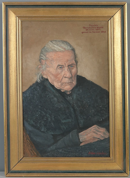 Fräulein Charlotte Clara Hinrichs – Porträt – 1948 – Ölmalerei auf Leinwand