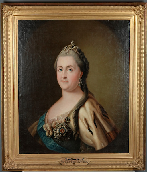 Katharina II. von Russland – Herrscherporträt – 19. Jahrhundert; Kopie nach einem Bild von Virgilius Erichsen (1722-1782) – Ölmalerei auf Leinwand