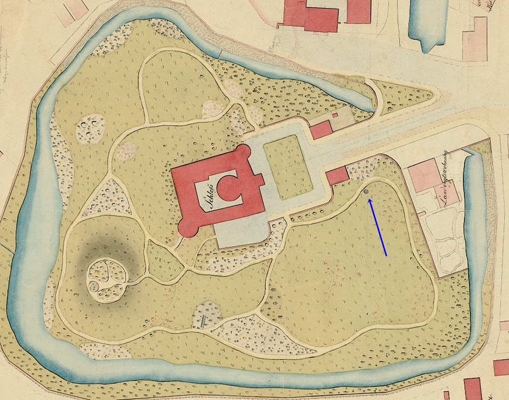 Ausschnitt Charte vom Schlossgarten zu Jever, F. W. Röben, 1834