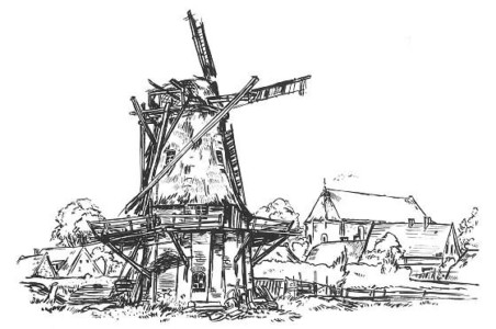 Cleverns, 1946
Tusche, 35,5 x 50 cm
datiert oben rechts 9.8.1946